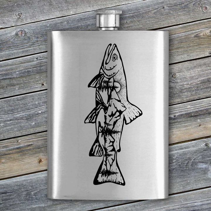 Fly Fish Wyoming Flasks Stainless Steel Flasks - 8 oz