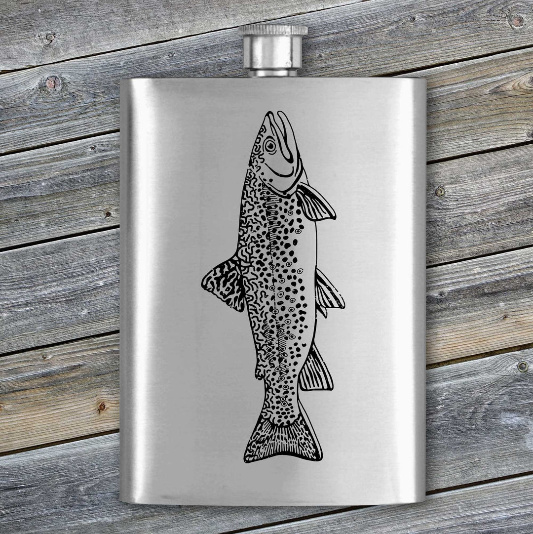 Fly Fish Wyoming Flasks Stainless Steel Flasks - 8 oz