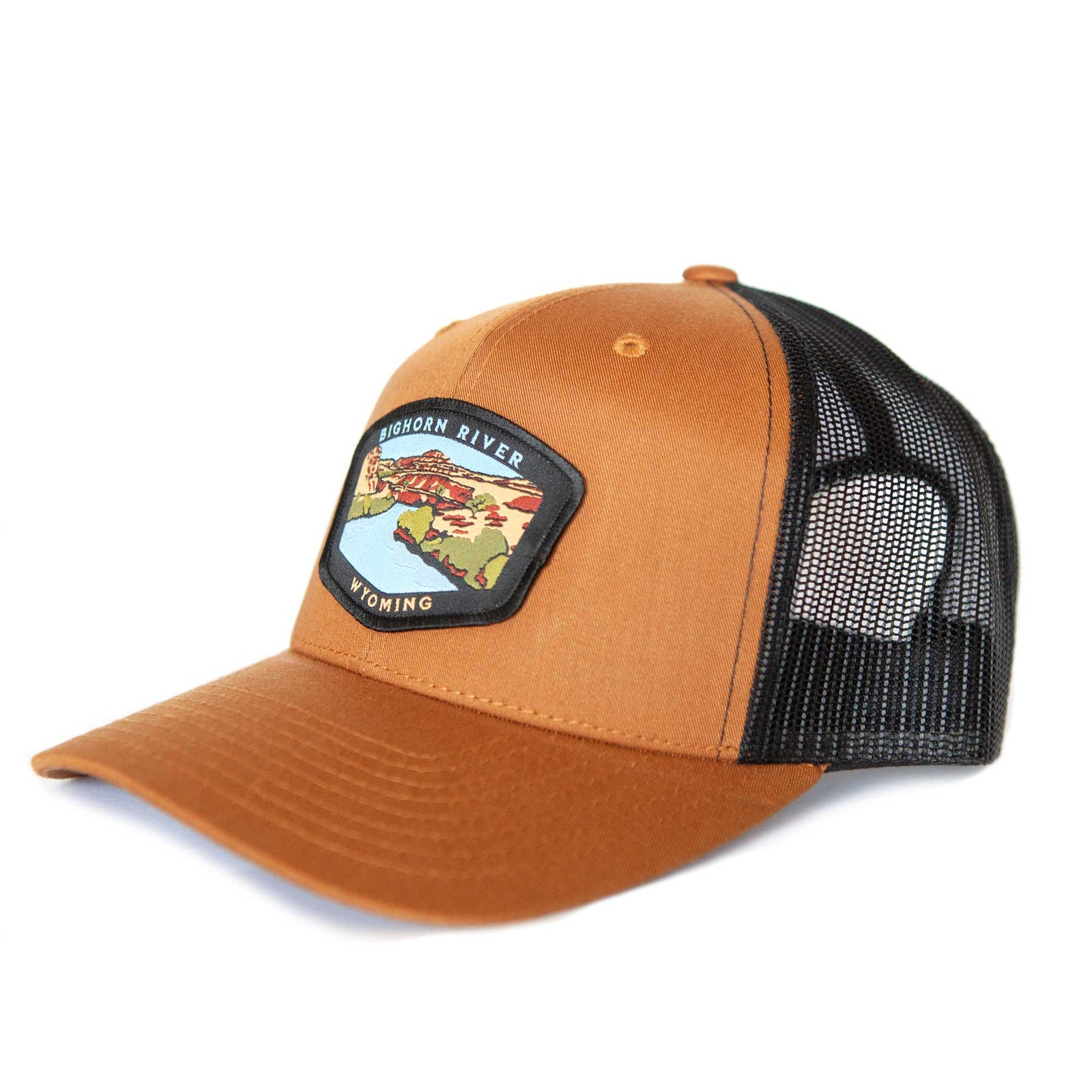 Fly Fish Wyoming Hat Caramel/Black Bighorn River Wyoming Patch Hat