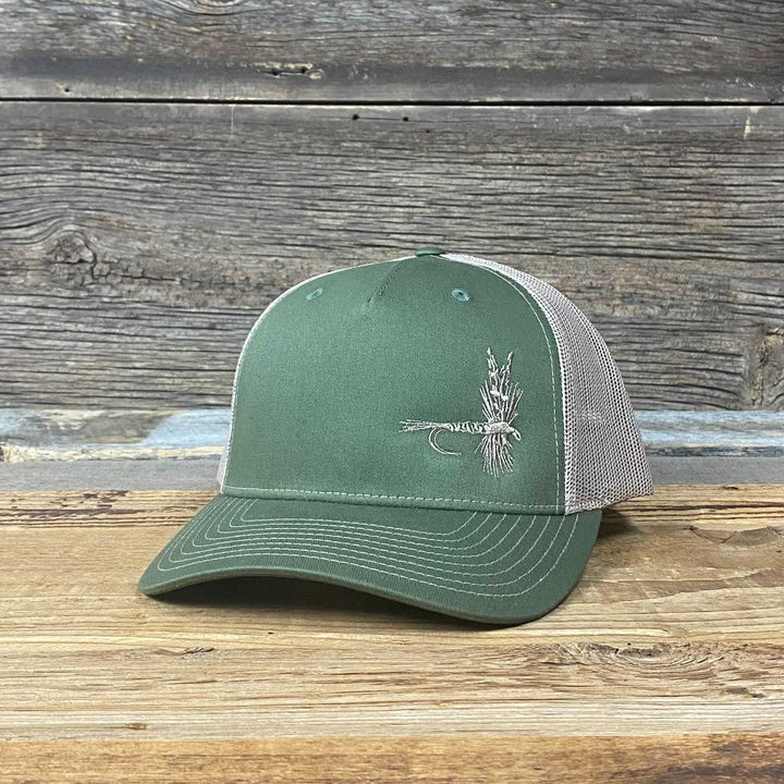 Fly Fish Wyoming Hat Army/Tan Dry Fly Trucker - So Fly Series 2