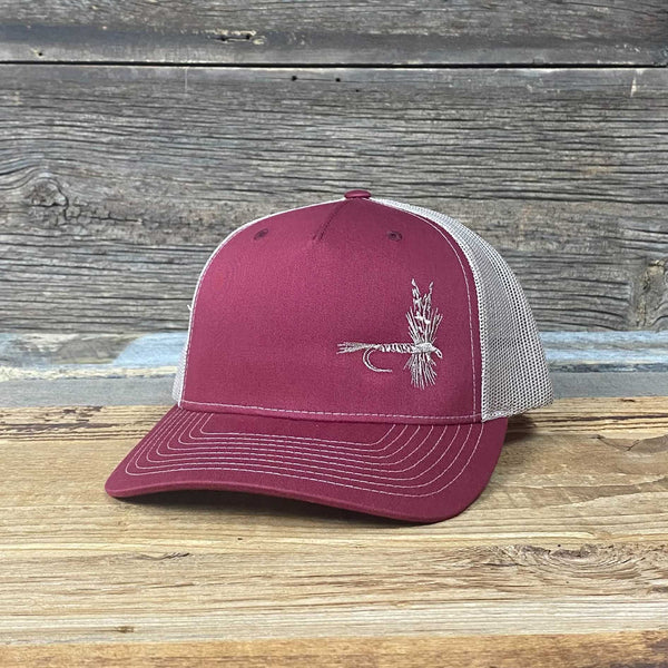 Fly Fish Wyoming Hat Cardinal/Tan Dry Fly Trucker - So Fly Series 2