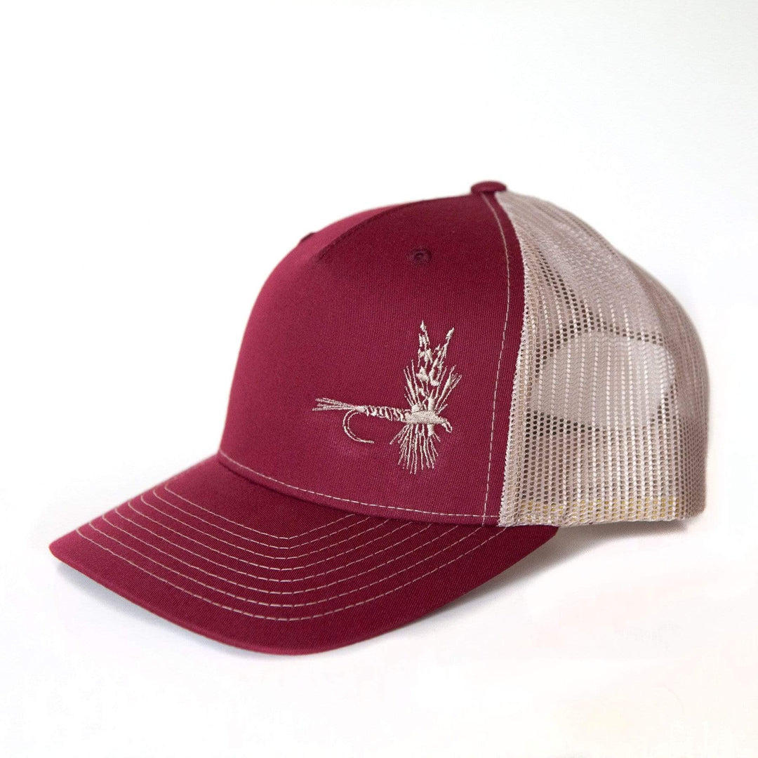 Fly Fish Wyoming Hat Cardinal/Tan Dry Fly Trucker - So Fly Series 3  //  2 COLORS