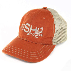 Fly Fish Wyoming Hat Texas Orange Fishtail Baseball Trucker Hat - Orange