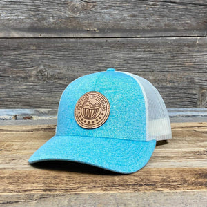 Fly Fish Wyoming Hat Heathered Teal Reel Patch Trucker Hat 2.0