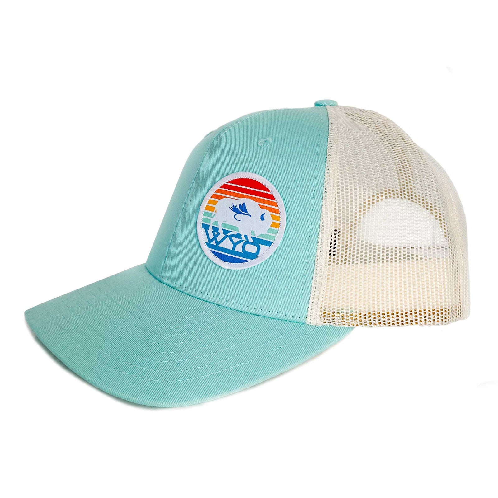 Fly Fish Wyoming Hat Retro Bison Sunset Patch Hat