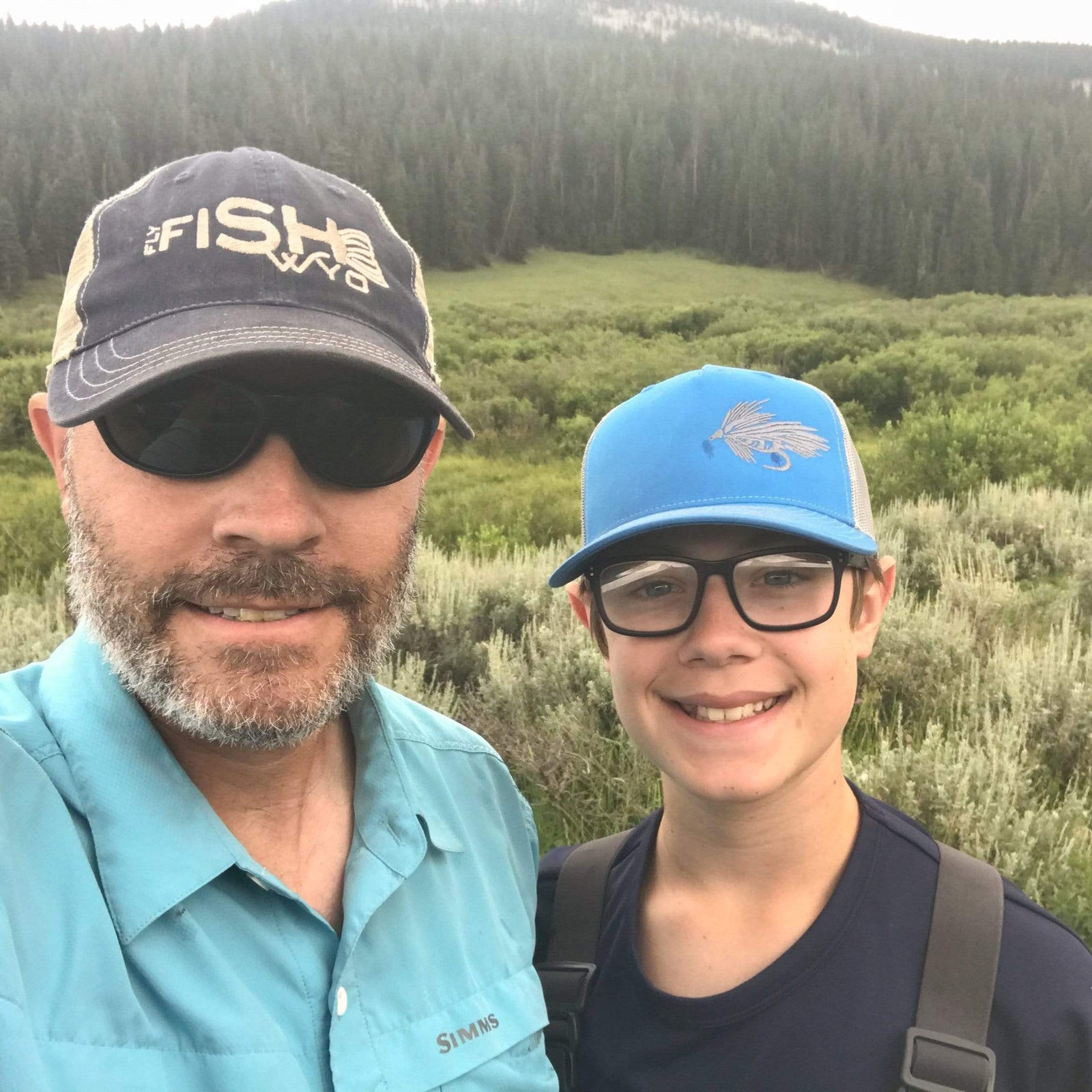 Fly Fish Wyoming Hat Blue and Gray Streamer Trucker - Blue/Gray - So Fly Series 1