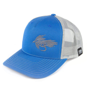 Fly Fish Wyoming Hat Blue and Gray Streamer Trucker - Blue/Gray - So Fly Series 1