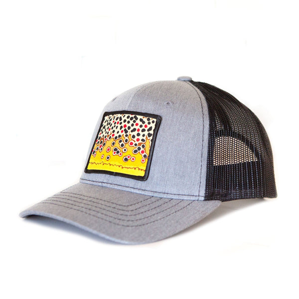 Fly Fish Wyoming Hat Brown Youth Trout Pattern Patch Hats