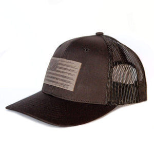 Fly Fish Wyoming Hat Youth USA Flag Leather Patch Hat