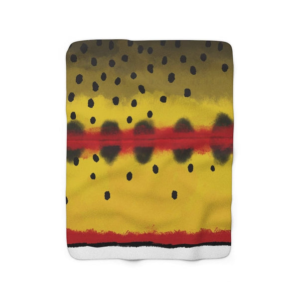Fly Fish Wyoming Home Decor 50" × 60" Sherpa Fleece Blanket Throw - Golden Trout Pattern