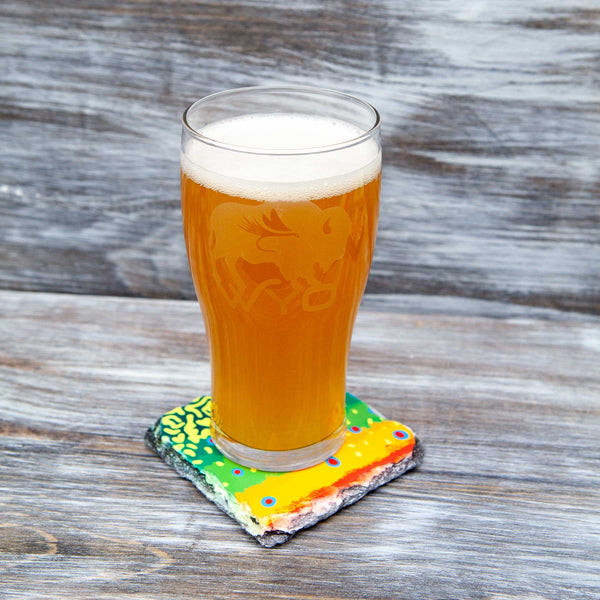 Fly Fish Wyoming Home Goods Trout Pattern Slate Coaster Sets