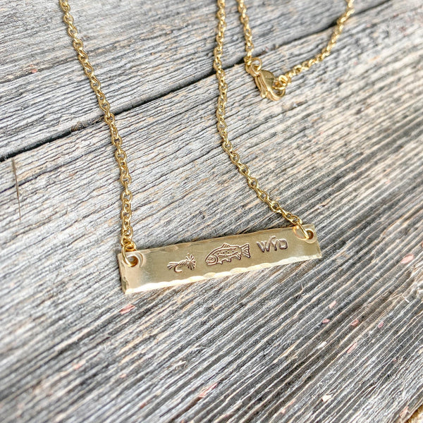 Fly Fish Wyoming Jewelry Gold Fly Fish Wyoming Necklace
