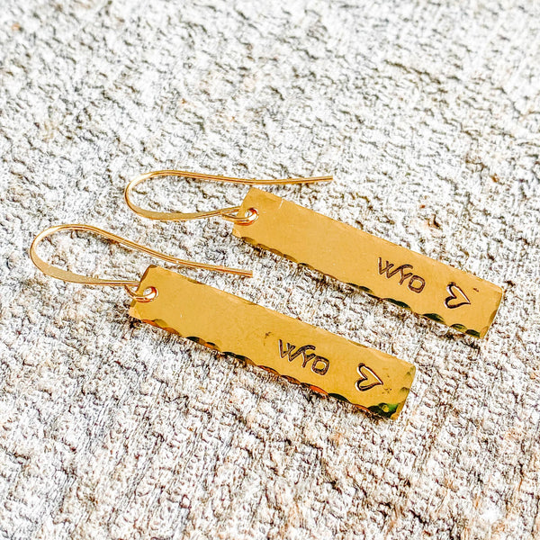 Fly Fish Wyoming Jewelry Gold Wyo + Love Earrings