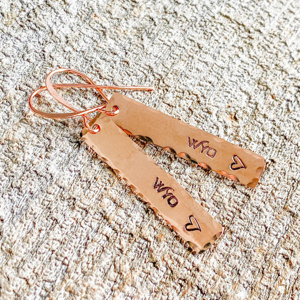 Fly Fish Wyoming Jewelry Copper Wyo + Love Earrings