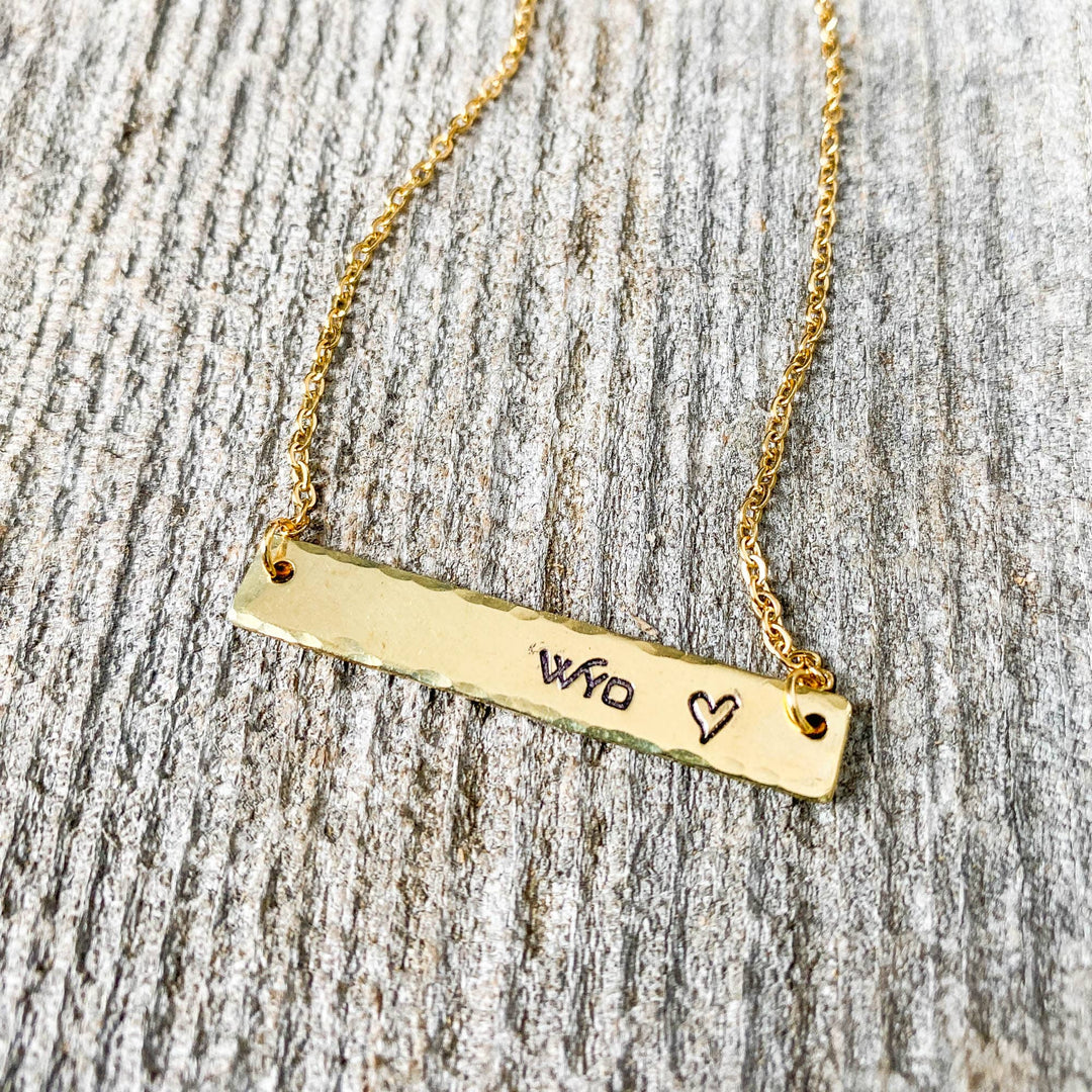 Fly Fish Wyoming Jewelry Gold Wyo + Love Necklace