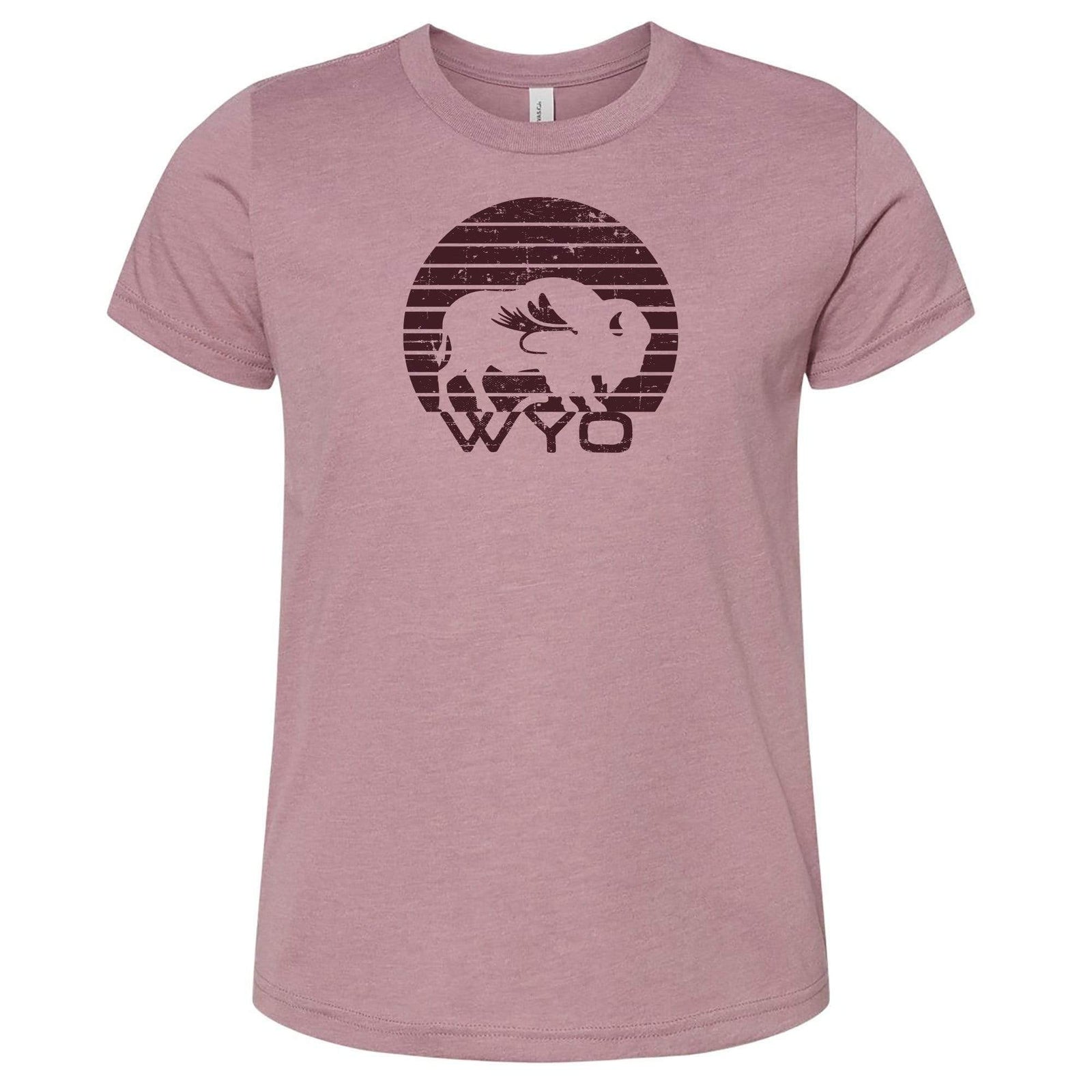 Fly Fish Wyoming Kids Heather Mauve / S Kids Sunset Bison Tee