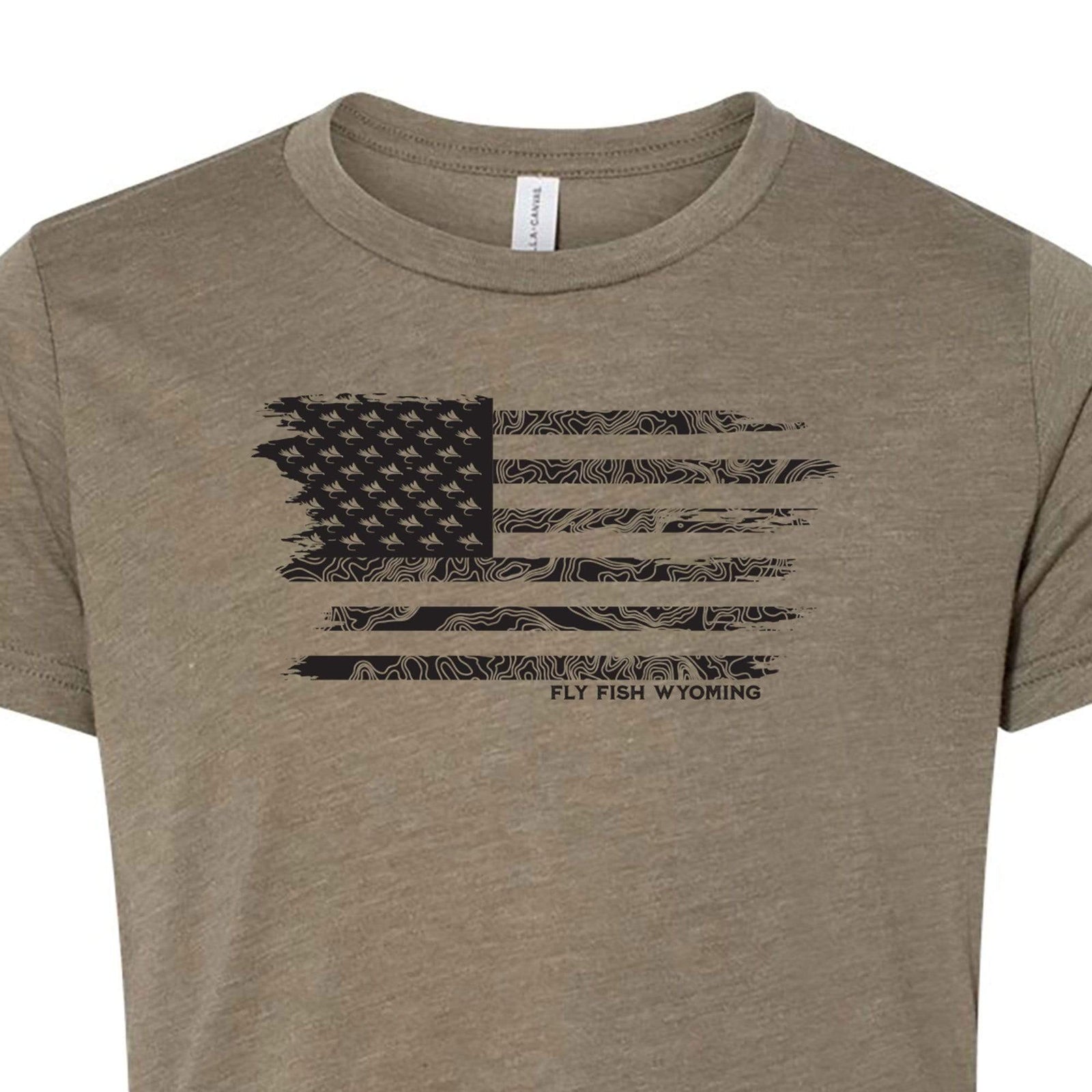 Fly Fish Wyoming Kids Kids Topo Flag Tee