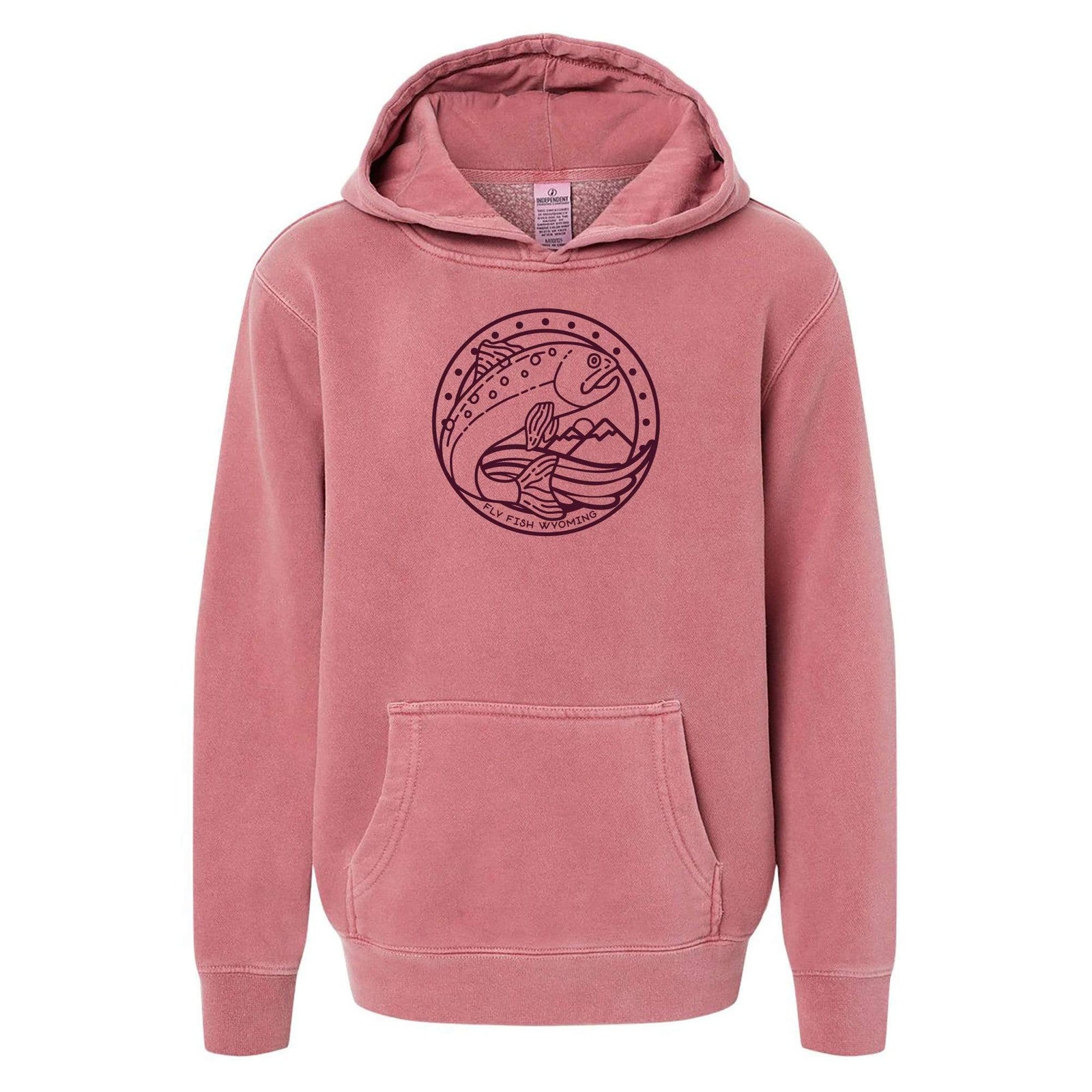Fly Fish Wyoming Kids S Youth Reel Fun Sweatshirt Hoodie - Pigment Maroon