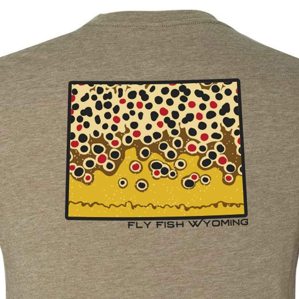 Fly Fish Wyoming Men's Brown Trout Pattern Tee