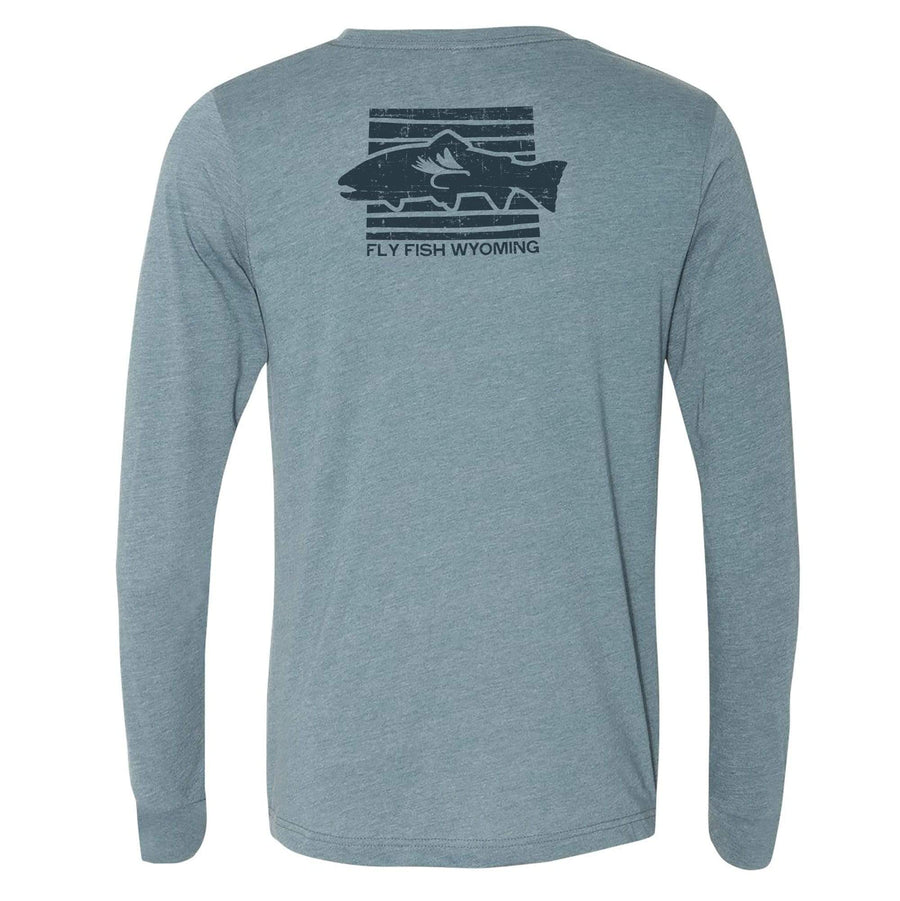 Fly Fish Wyoming Men's S / Stone Fly Fish Wyoming State Lines Long Sleeve