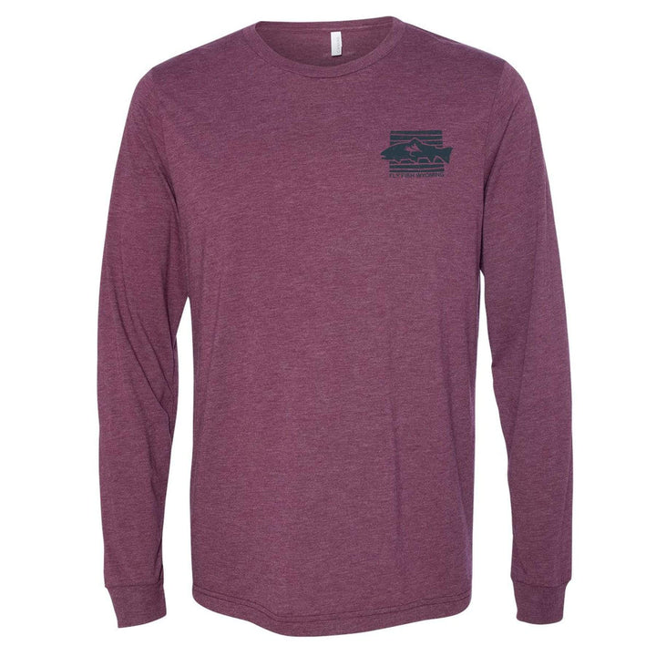 Fly Fish Wyoming Men's Fly Fish Wyoming State Lines Long Sleeve - Maroon