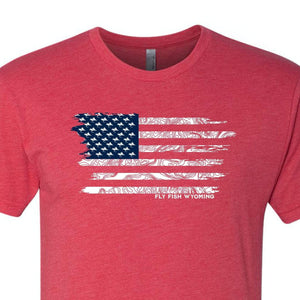 Fly Fish Wyoming Men's S / Red Fly Fish Wyoming® USA Flag Tee