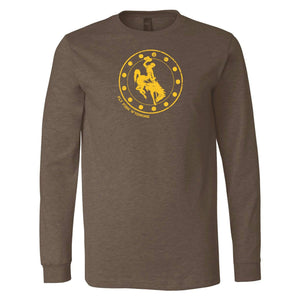 Fly Fish Wyoming Men's S / Heather Brown Reel Wyo Bucking Horse Long Sleeve Tee - Heather Brown