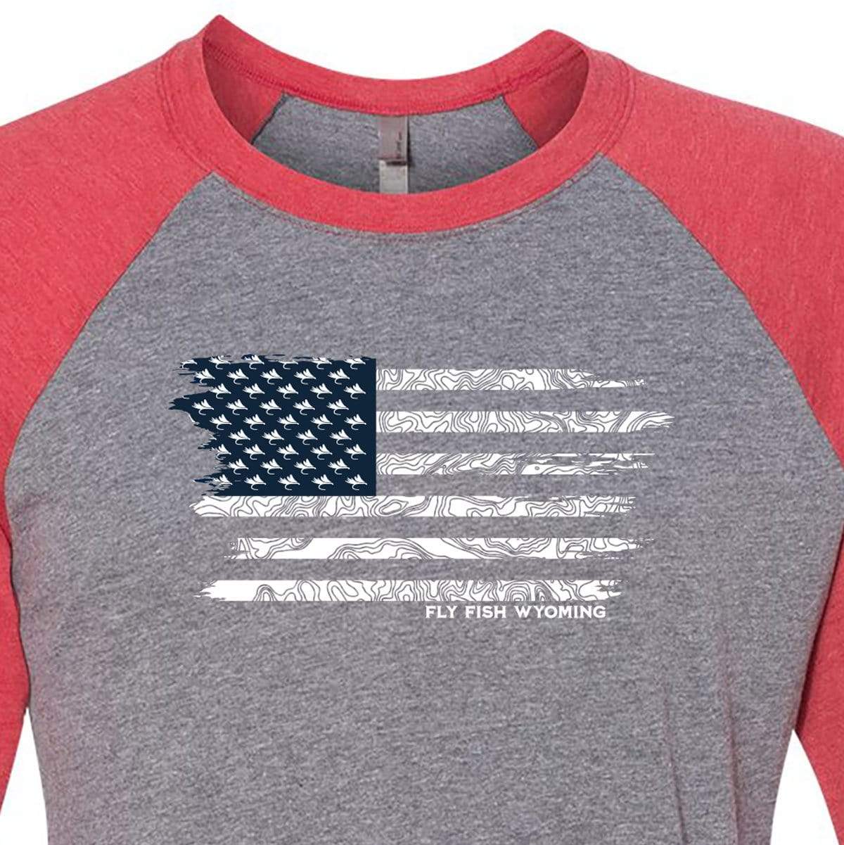 Fly Fish Wyoming Men's Topo Flag Raglan
