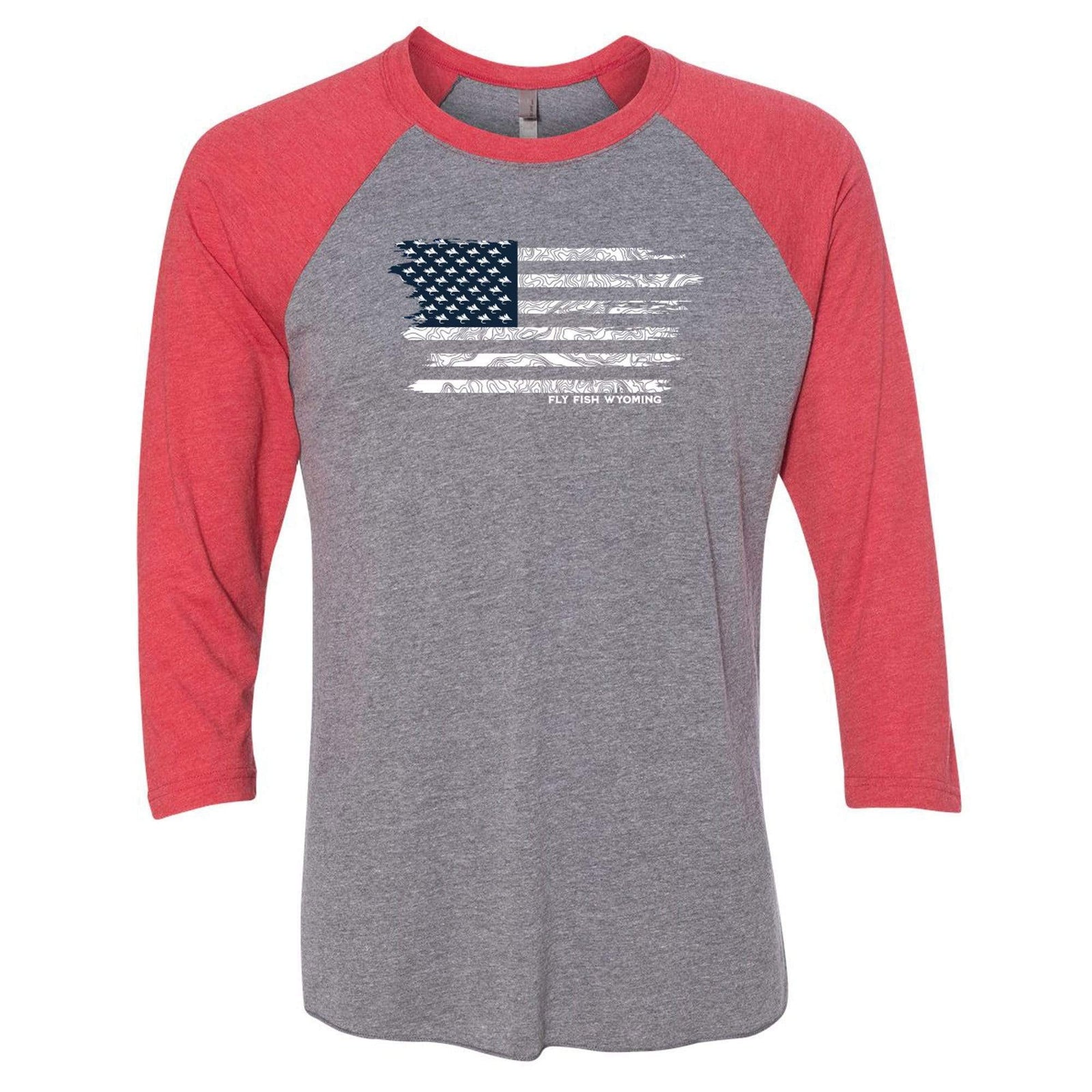 Fly Fish Wyoming Men's S Topo Flag Raglan