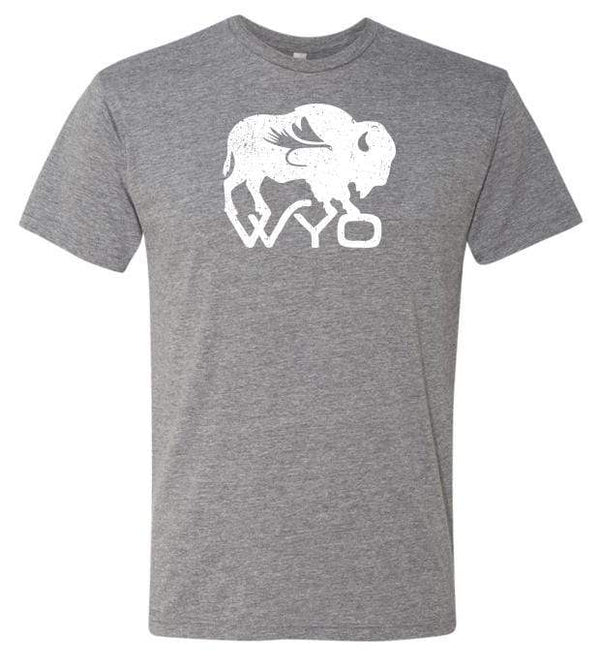Fly Fish Wyoming Men's S / Heather Grey Wyo Fly Bison Logo Tee - Heather Grey