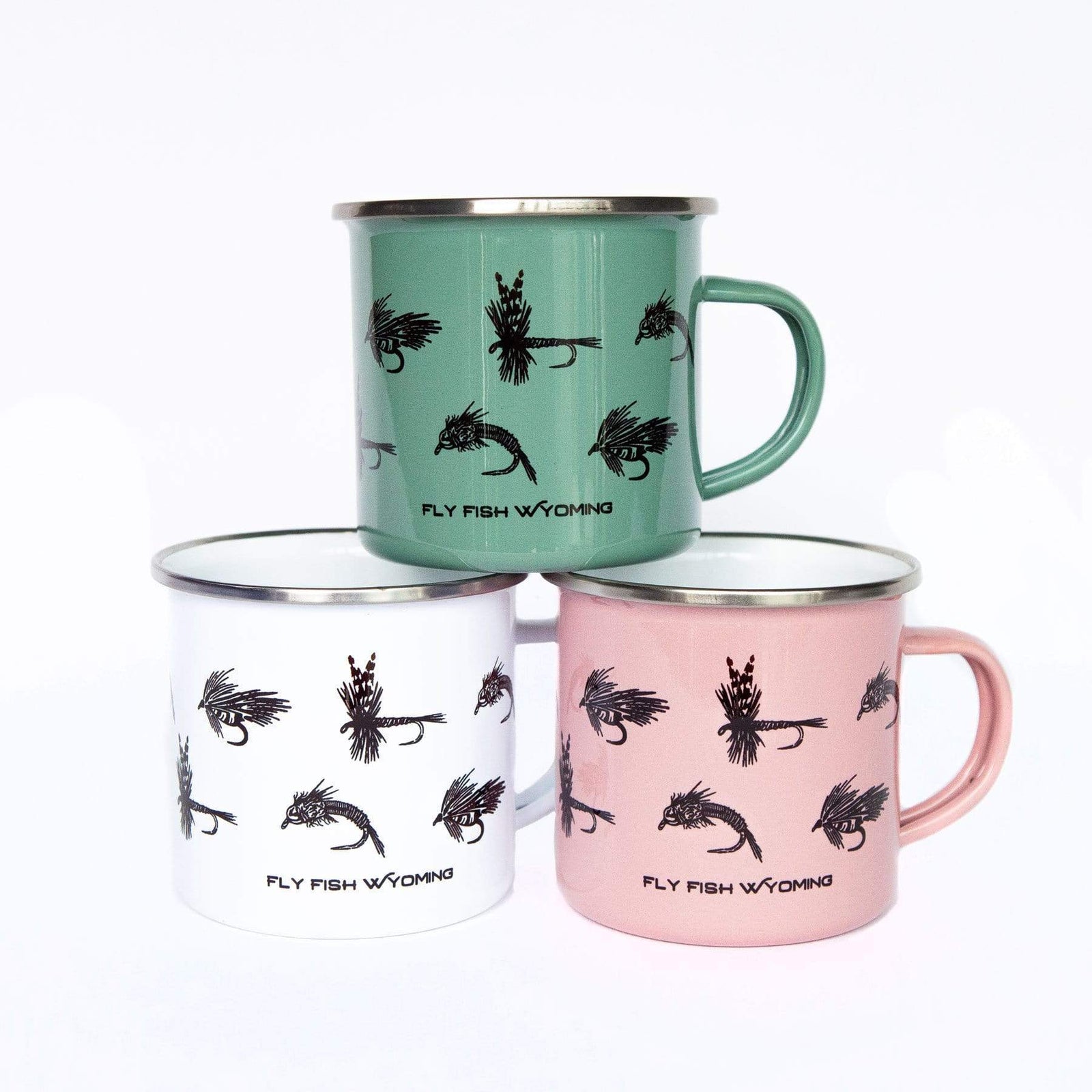 Fly Fish Wyoming Mug All The Flies - Enamel Camp Mugs