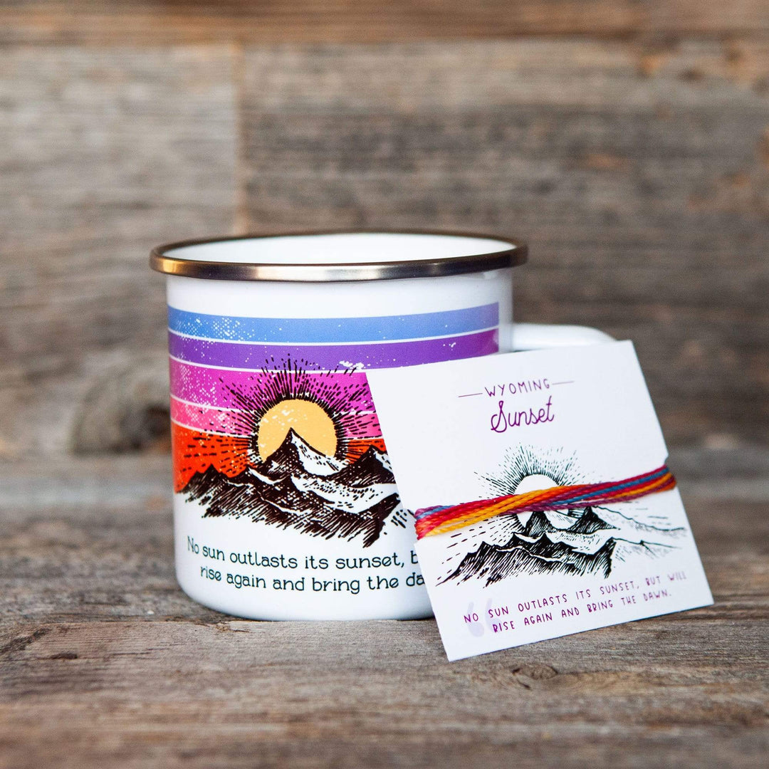 Fly Fish Wyoming Mug Sunset Camp Mug + Bracelet Gift Set - LIMITED TIME ONLY