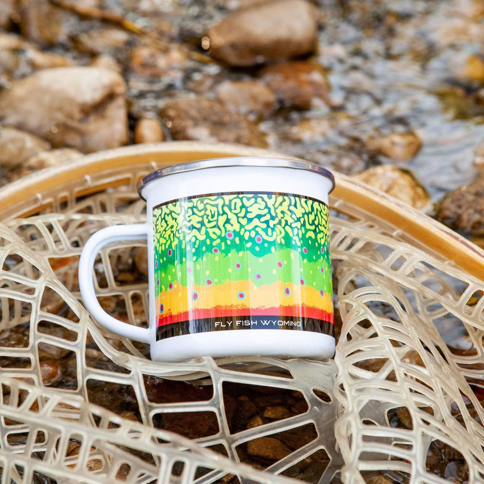 Fly Fish Wyoming Mug Brook Trout Pattern Camp Mugs