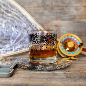Fly Fish Wyoming old fashioned glass Wyo Brook Trout Pattern Old Fashioned Whiskey Rocks Glass