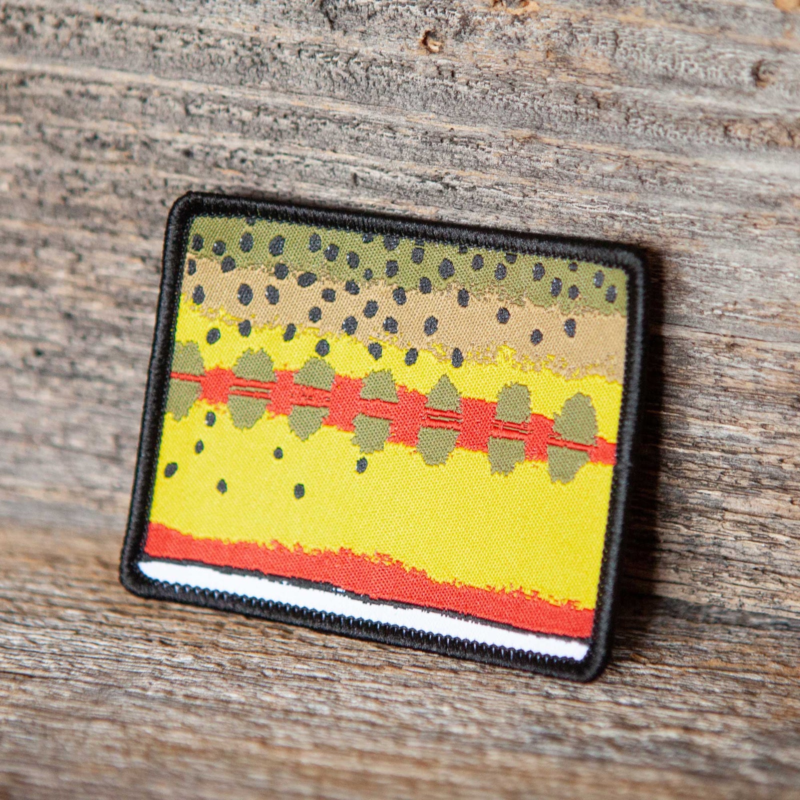Fly Fish Wyoming Patch Golden Golden Trout Pattern Wyoming State Shape Iron-On Patch