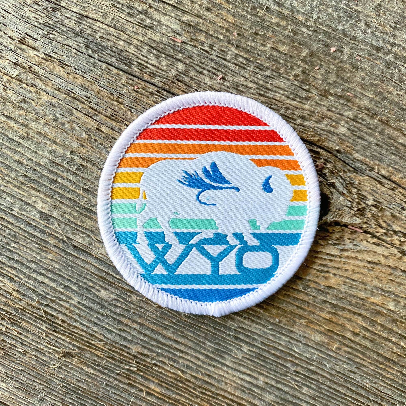 Fly Fish Wyoming Patch Sunset Bison Fly Iron-On Patch