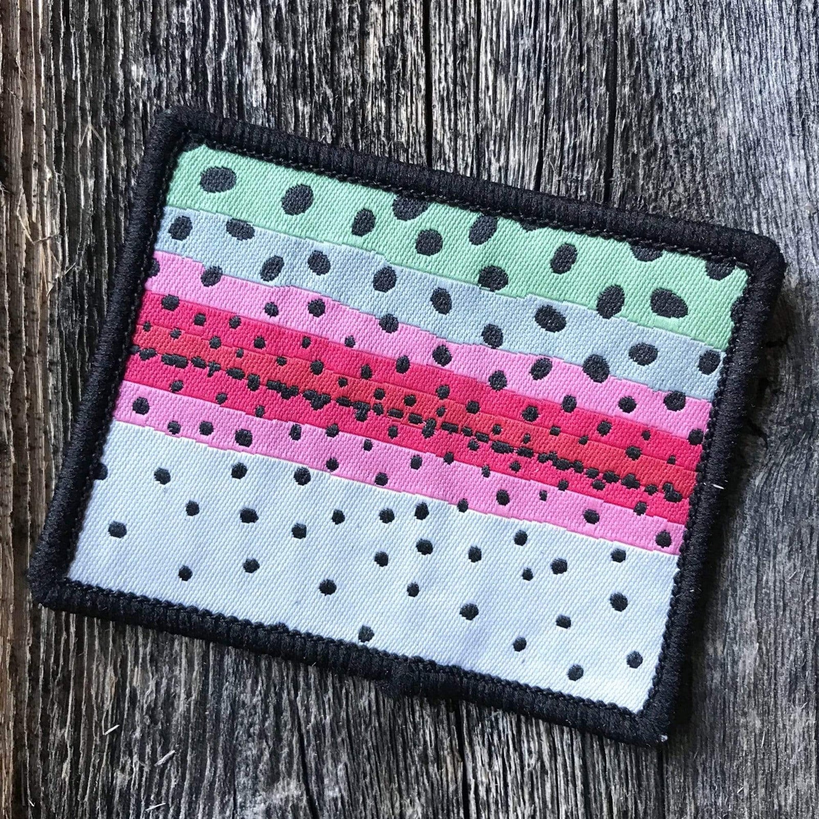 Fly Fish Wyoming Patch Rainbow Wyo Rainbow Trout Pattern Iron-On Patch
