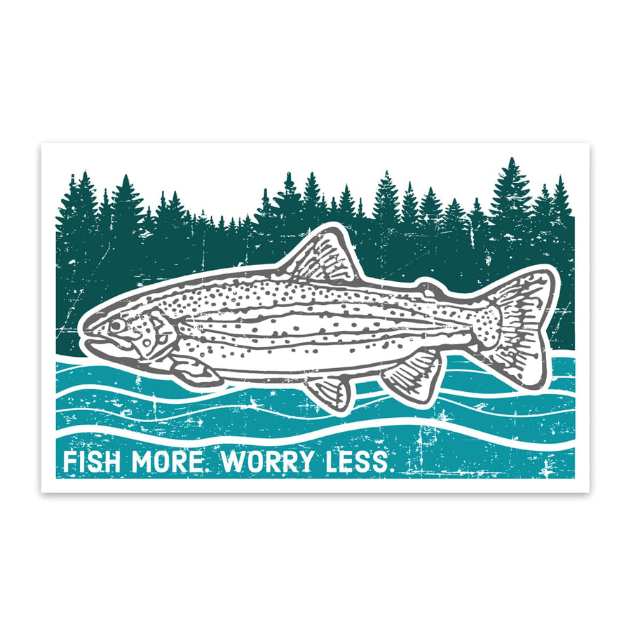 Fly Fish Wyoming Sticker Fish More, Worry Less Sticker