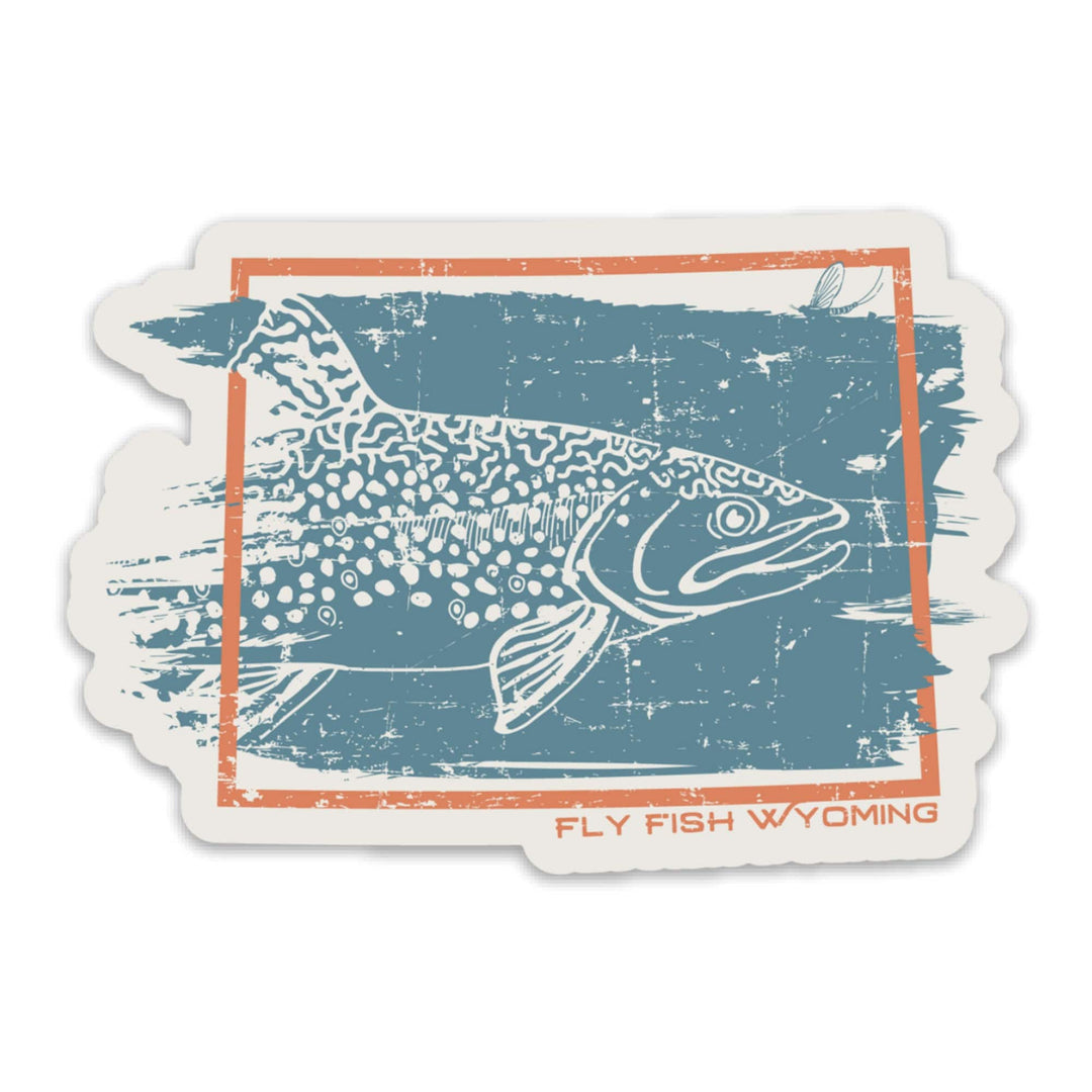 Fly Fish Wyoming Sticker Grunge Trout Sticker