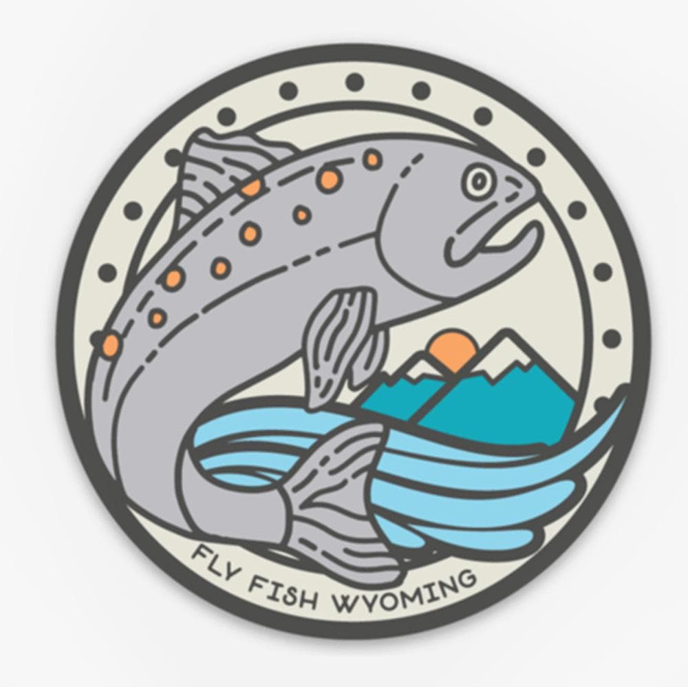 Fly Fish Wyoming Sticker Reel Mountain Fish Sticker