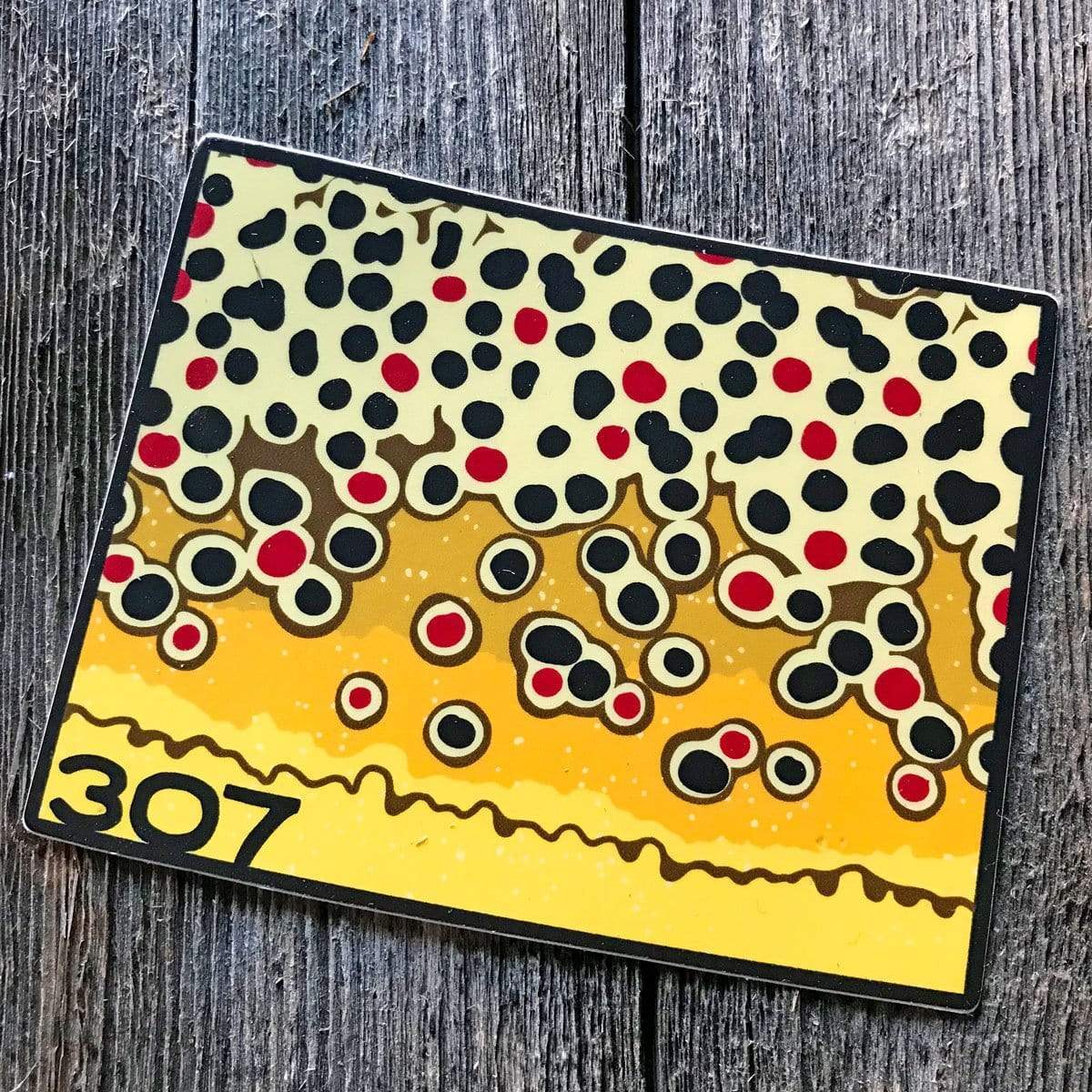 Fly Fish Wyoming Sticker Wyo Brown Trout Pattern Sticker