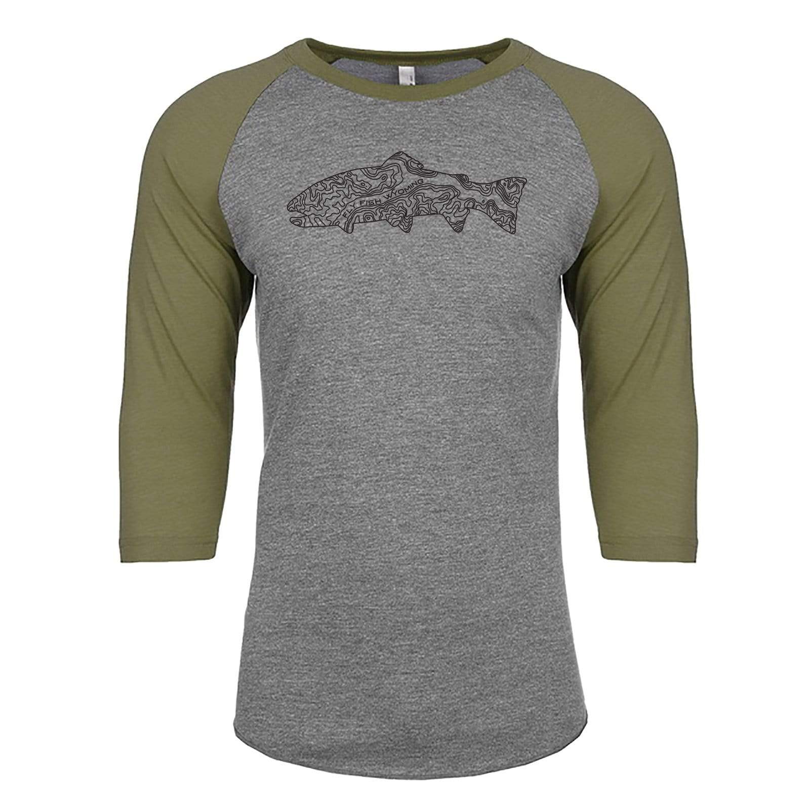 Fly Fish Wyoming S / Military Green Topo Fish Raglans