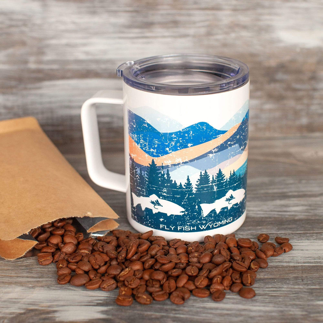 Fly Fish Wyoming Trout n' Trees Insulated Travel Mug