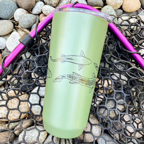 Fly Fish Wyoming Tumbler Moss Trout Stream 20oz Camelbak Insulated Tumblers