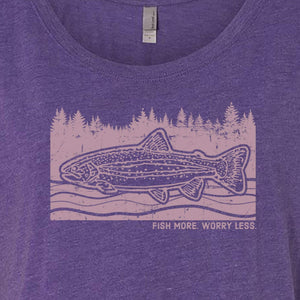 Fly Fish Wyoming Women's Women's Fish More, Worry Less Tee