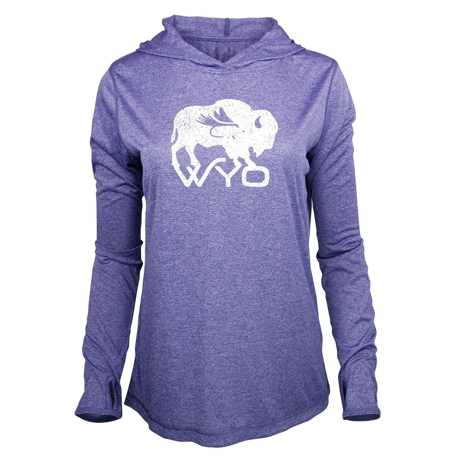 Fly Fish Wyoming Women's S / Periwinkle Wyo Fly Bison - Women's Performance Hoodie