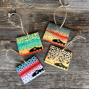 Fly Fish Wyoming Wyoming Trout Pattern Christmas Ornaments