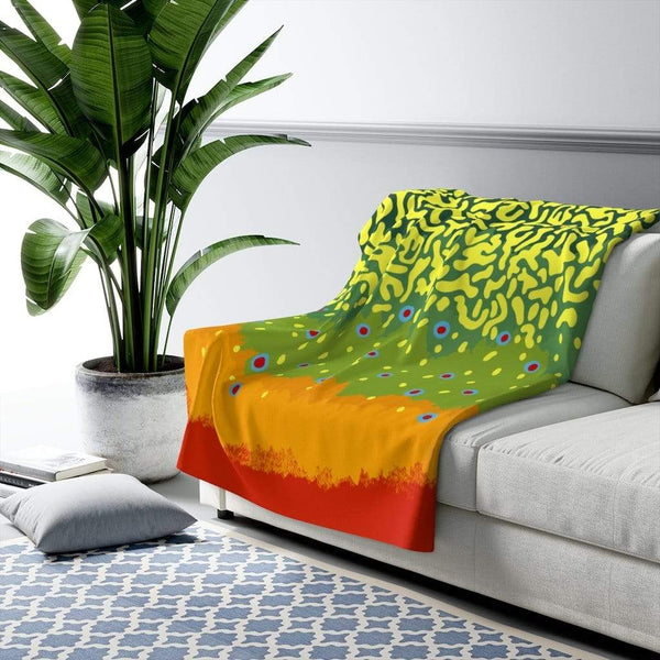 Printify Home Decor 50" × 60" Sherpa Fleece Blanket Throw - Brook Trout Pattern