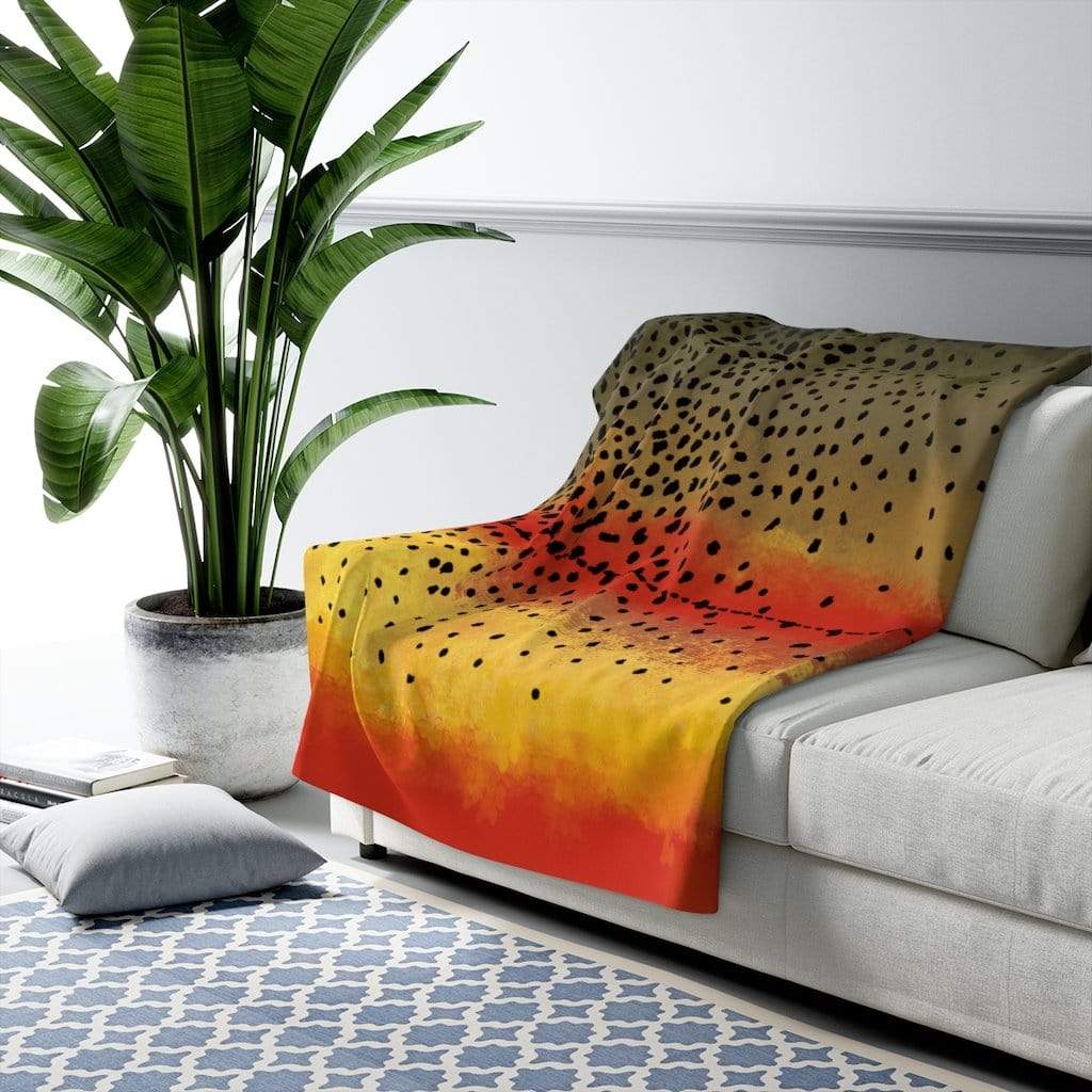 Printify Home Decor 50" × 60" Sherpa Fleece Blanket Throw - Cutthroat Trout